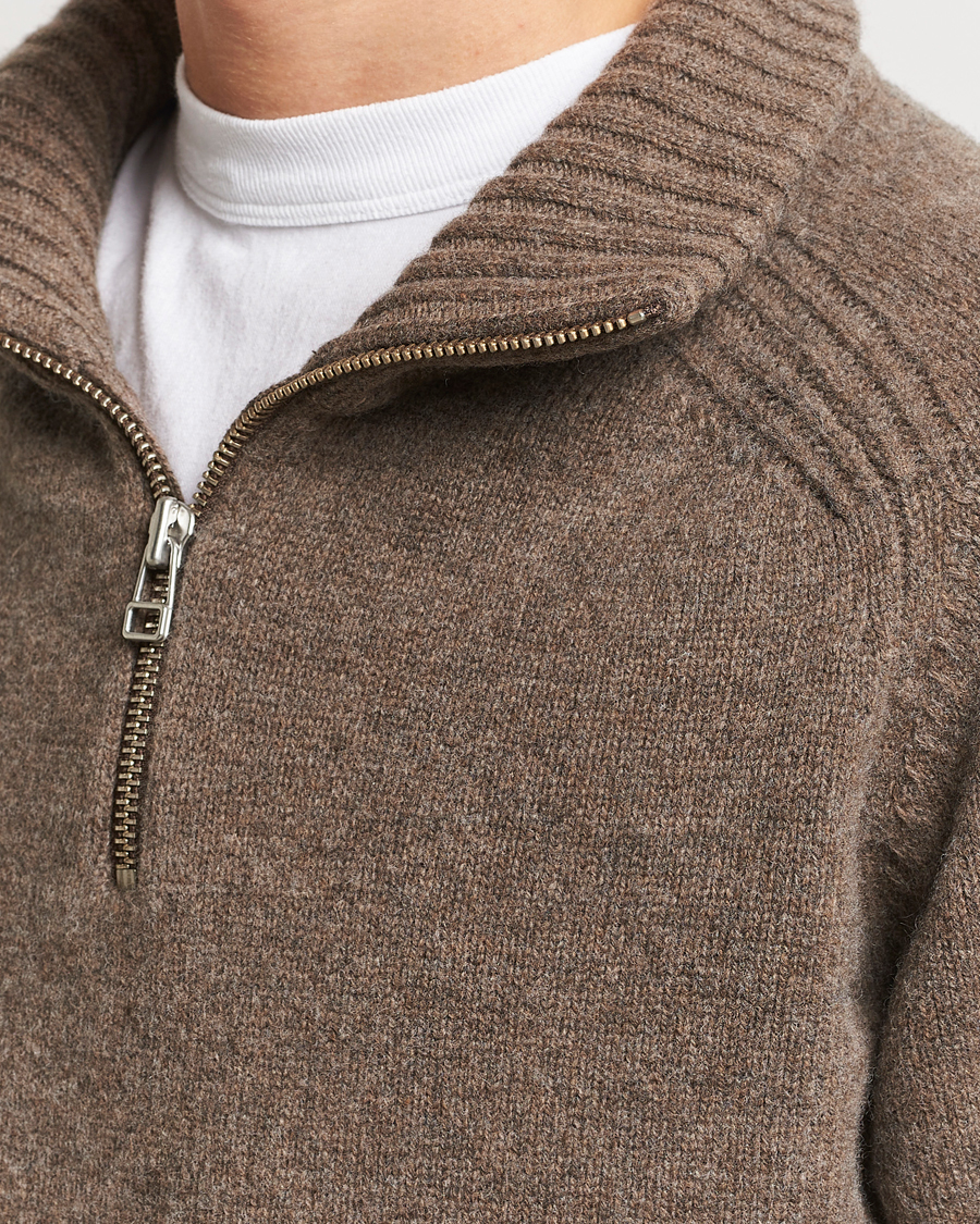 Herre | Gensere | A Day's March | Cullen Half-Zip Lambswool Sweater Dark Taupe