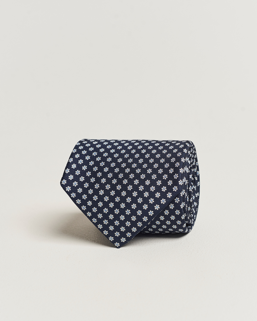 Herre | E. Marinella 3-Fold Printed Silk Tie Navy | E. Marinella | 3-Fold Printed Silk Tie Navy