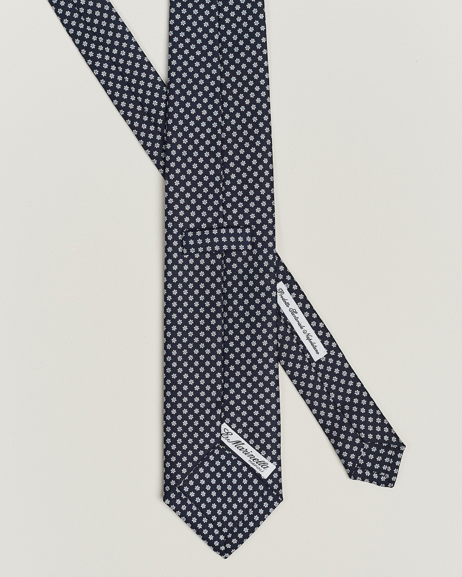 Herre | E. Marinella 3-Fold Printed Silk Tie Navy | E. Marinella | 3-Fold Printed Silk Tie Navy