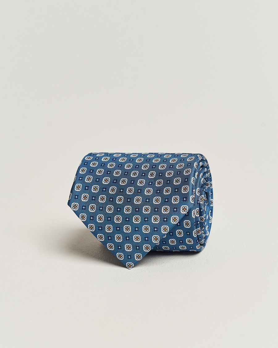 Herre | E. Marinella 3-Fold Printed Silk Tie Blue | E. Marinella | 3-Fold Printed Silk Tie Blue