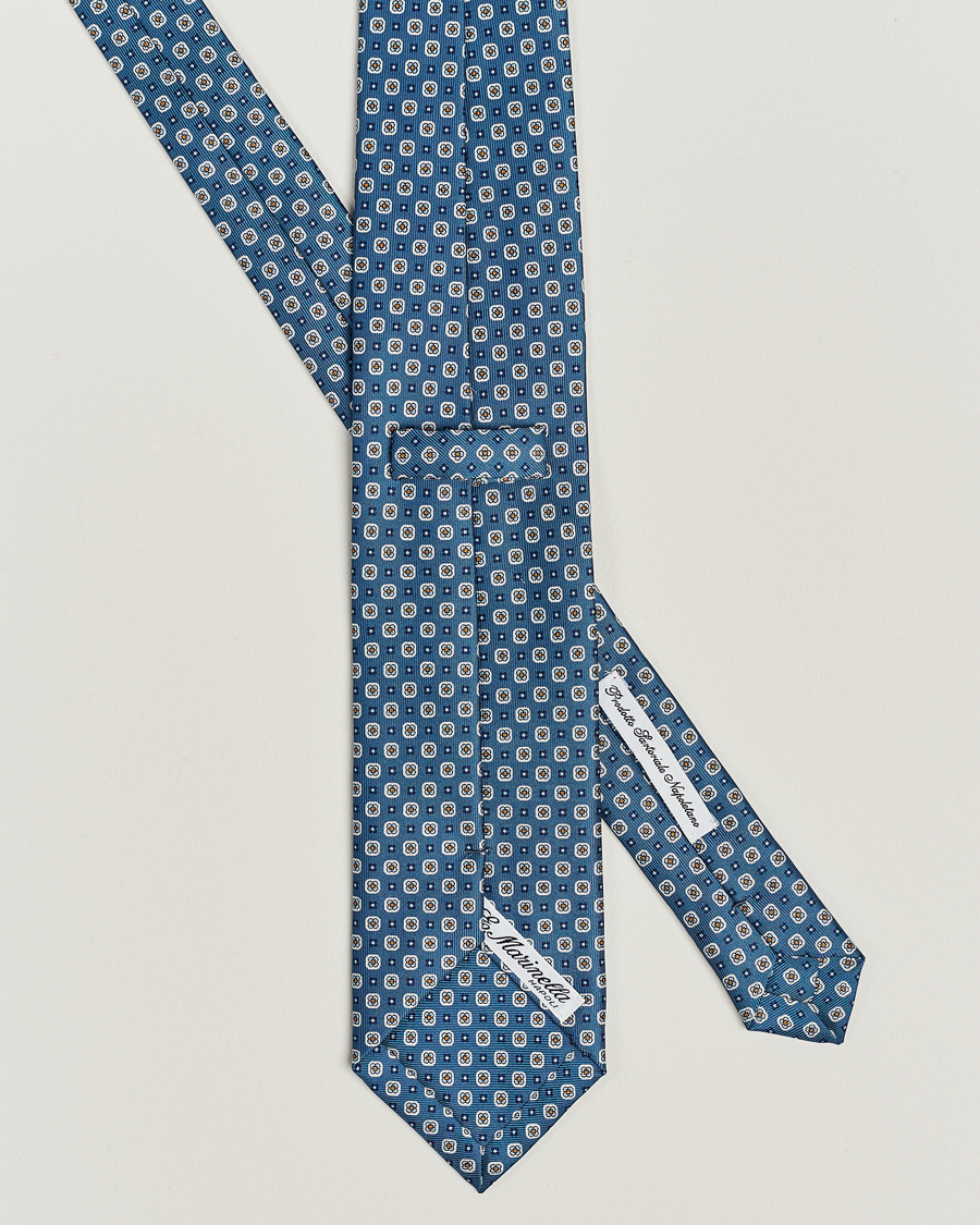 Herre | E. Marinella 3-Fold Printed Silk Tie Blue | E. Marinella | 3-Fold Printed Silk Tie Blue
