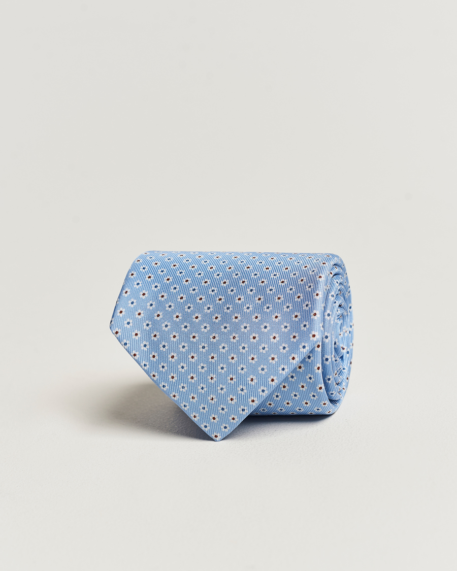Herre | E. Marinella 3-Fold Printed Silk Tie Light Blue | E. Marinella | 3-Fold Printed Silk Tie Light Blue