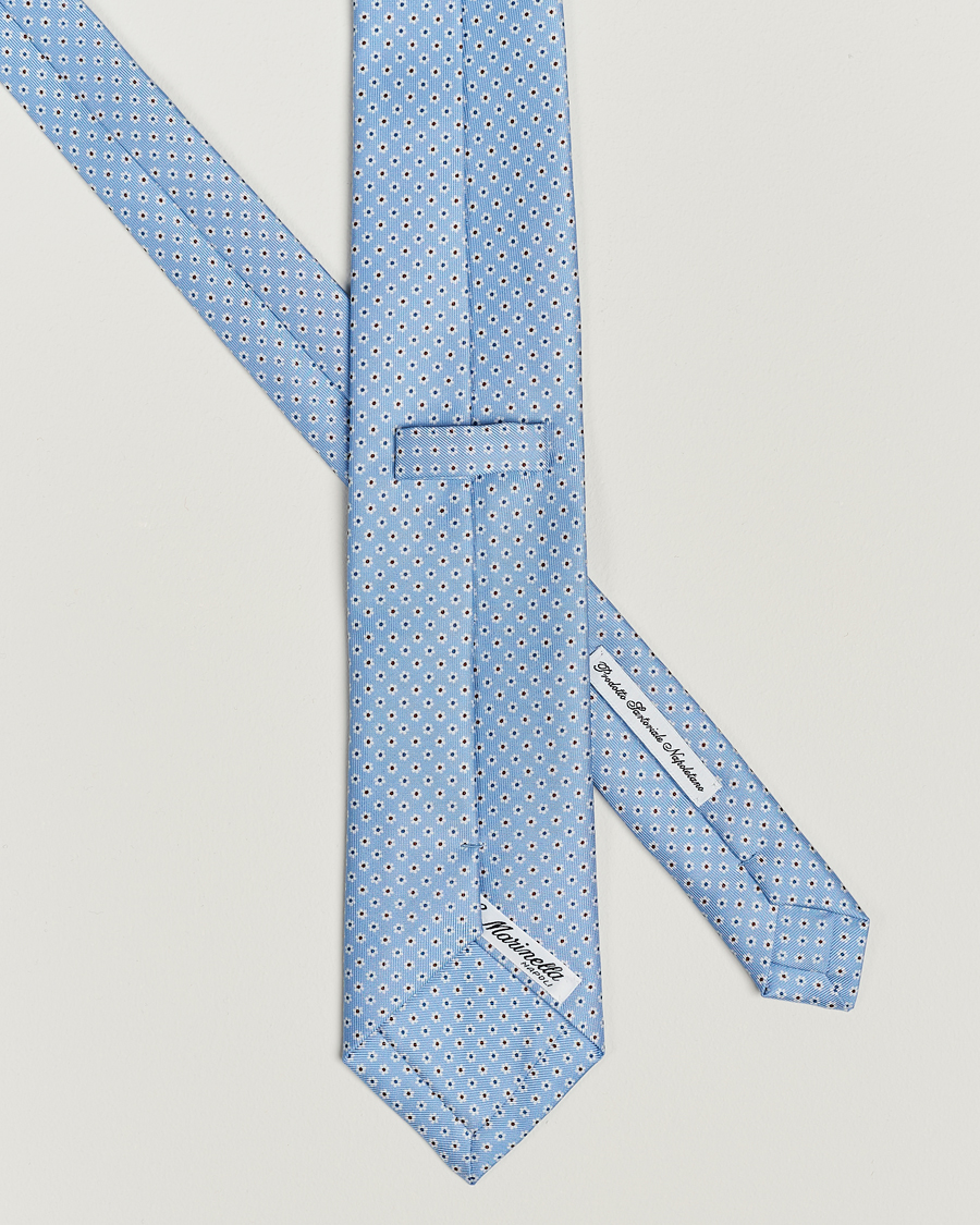 Herre | E. Marinella 3-Fold Printed Silk Tie Light Blue | E. Marinella | 3-Fold Printed Silk Tie Light Blue
