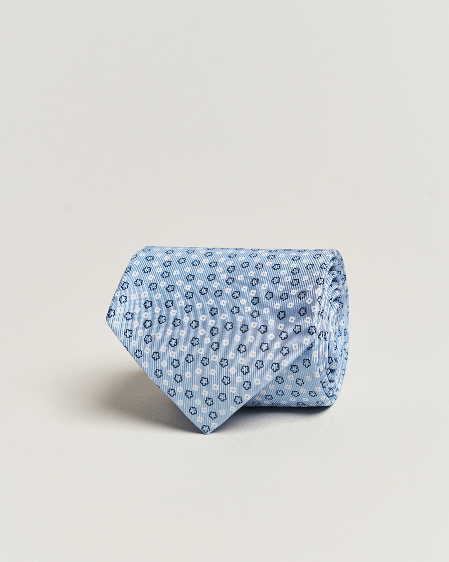 Herre | E. Marinella 3-Fold Printed Silk Tie Light Blue | E. Marinella | 3-Fold Printed Silk Tie Light Blue