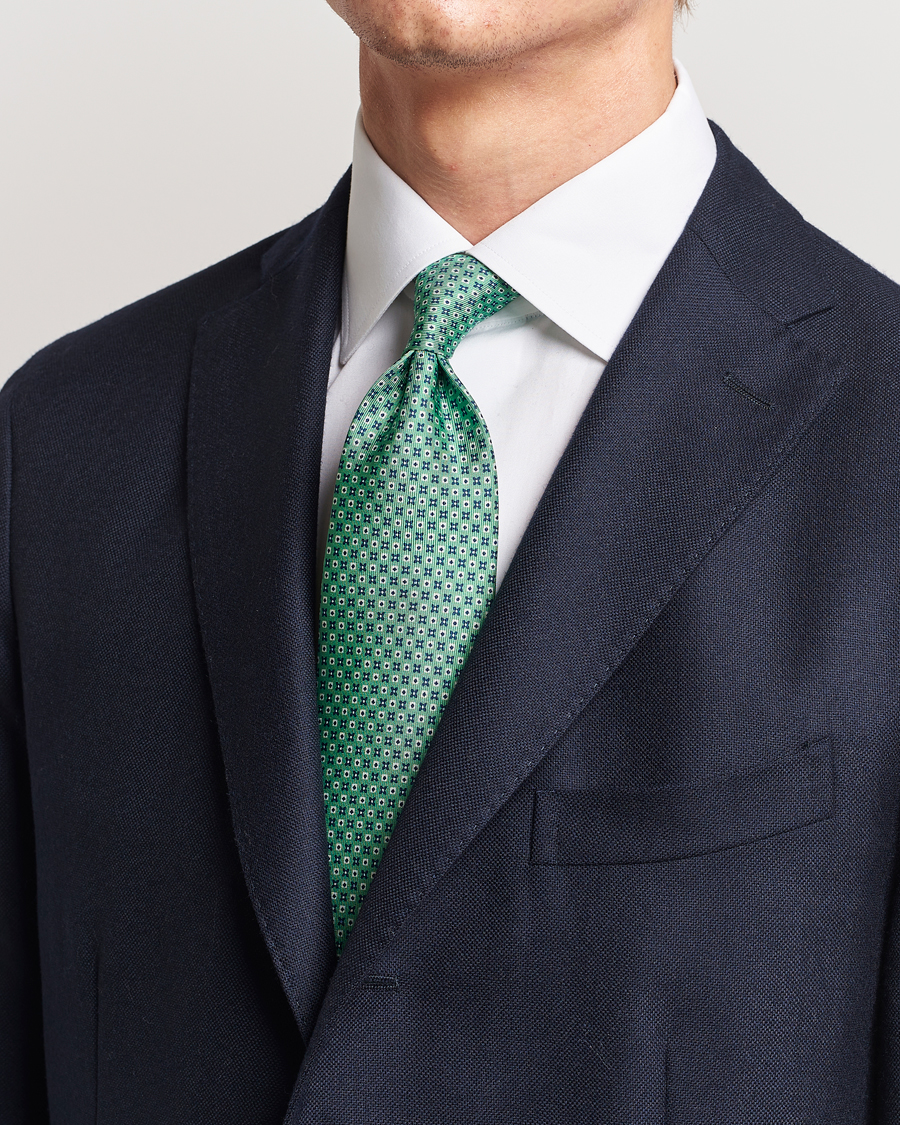 Herre | Assesoarer | E. Marinella | 3-Fold Printed Silk Tie Light Green