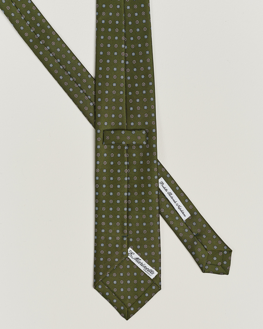 Herre | E. Marinella 3-Fold Printed Silk Tie Green | E. Marinella | 3-Fold Printed Silk Tie Green