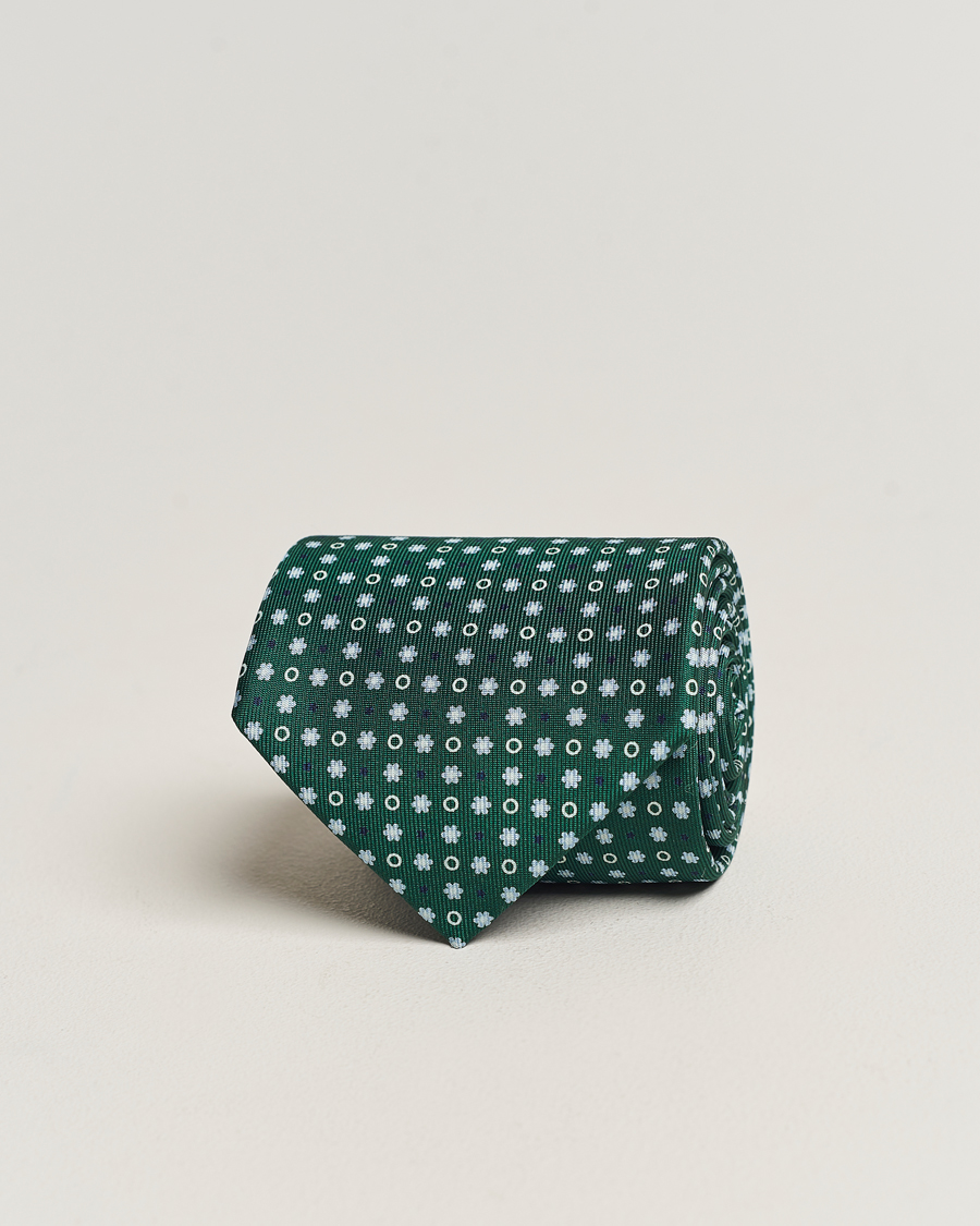 Herre | Slips | E. Marinella | 3-Fold Printed Silk Tie Dark Green
