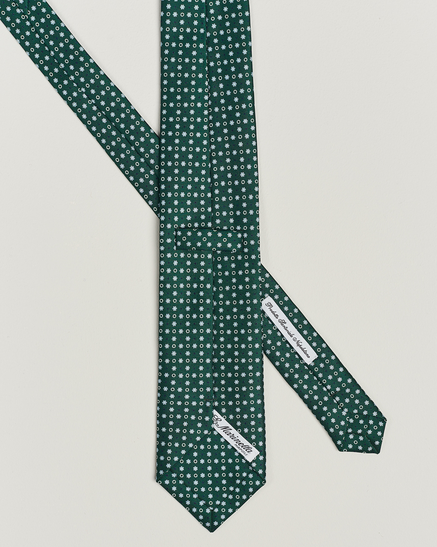 Herre | E. Marinella 3-Fold Printed Silk Tie Dark Green | E. Marinella | 3-Fold Printed Silk Tie Dark Green