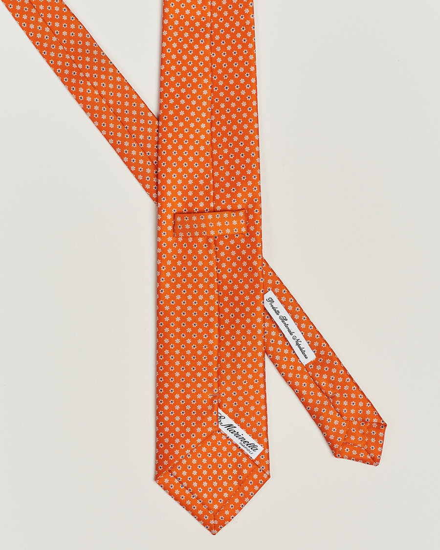 Herre | E. Marinella 3-Fold Printed Silk Tie Orange | E. Marinella | 3-Fold Printed Silk Tie Orange