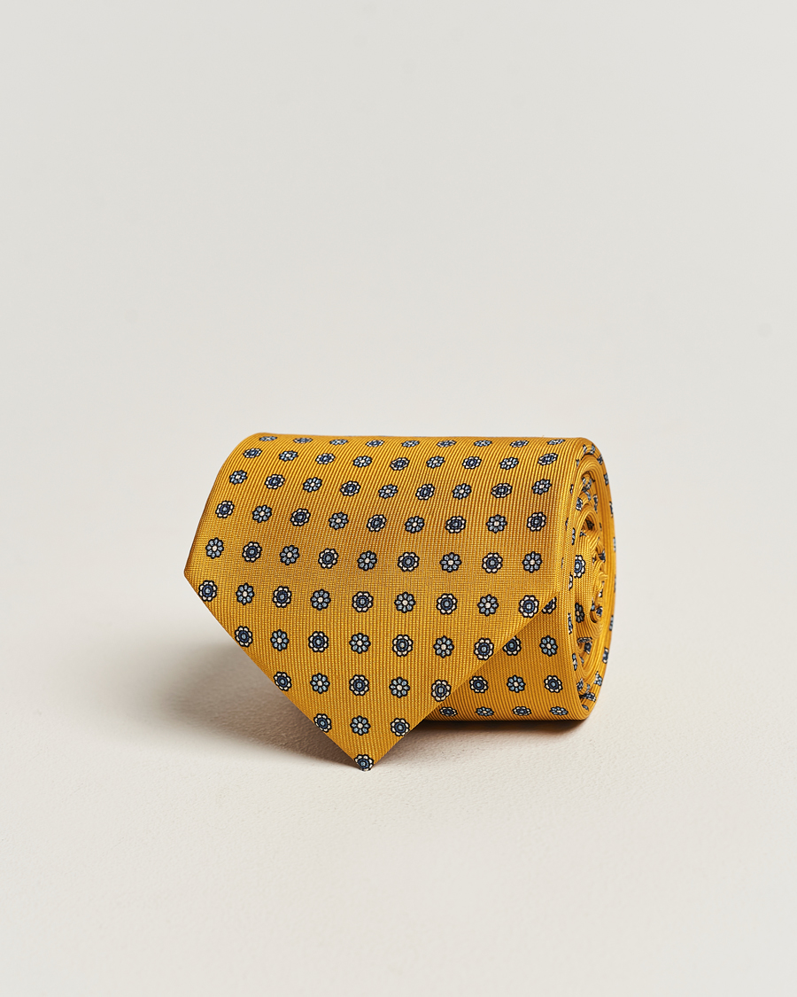 Herre | E. Marinella 3-Fold Printed Silk Tie Yellow | E. Marinella | 3-Fold Printed Silk Tie Yellow