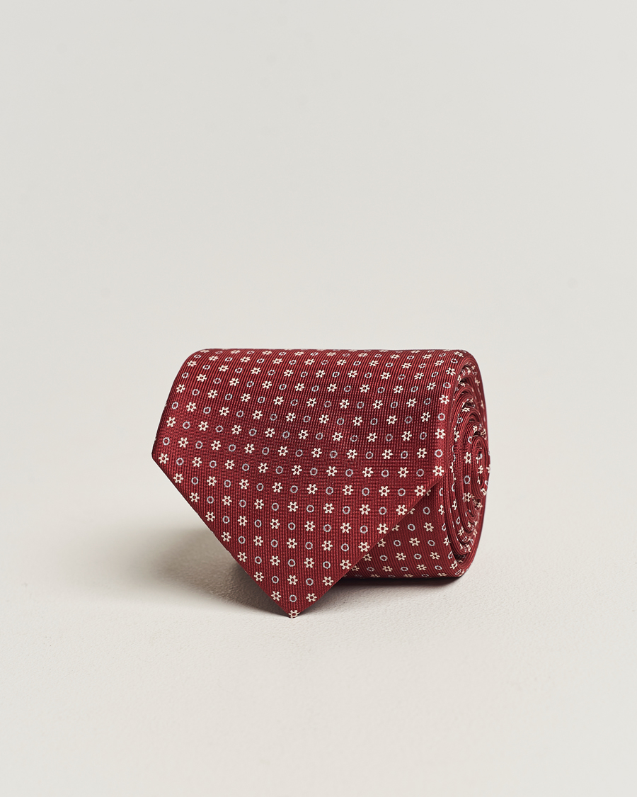 Herre | E. Marinella 3-Fold Printed Silk Tie Burgundy | E. Marinella | 3-Fold Printed Silk Tie Burgundy