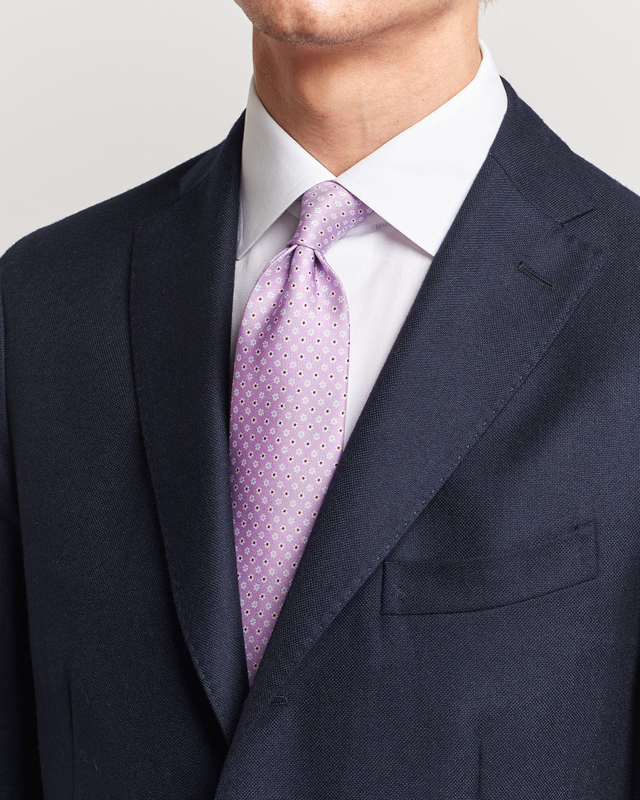 Herre | | E. Marinella | 3-Fold Printed Silk Tie Lilac