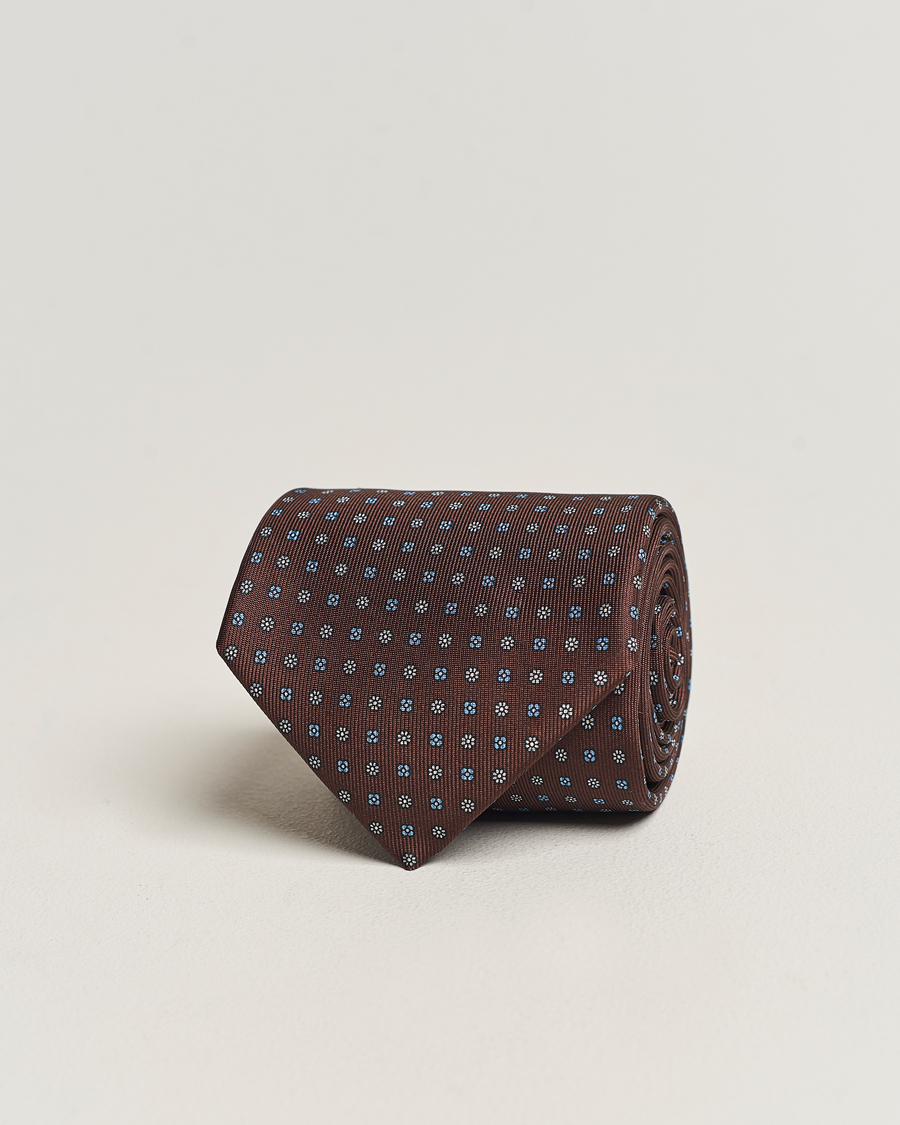 Herre | E. Marinella 3-Fold Printed Silk Tie Brown | E. Marinella | 3-Fold Printed Silk Tie Brown