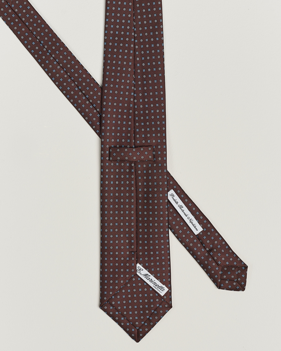 Herre | E. Marinella 3-Fold Printed Silk Tie Brown | E. Marinella | 3-Fold Printed Silk Tie Brown