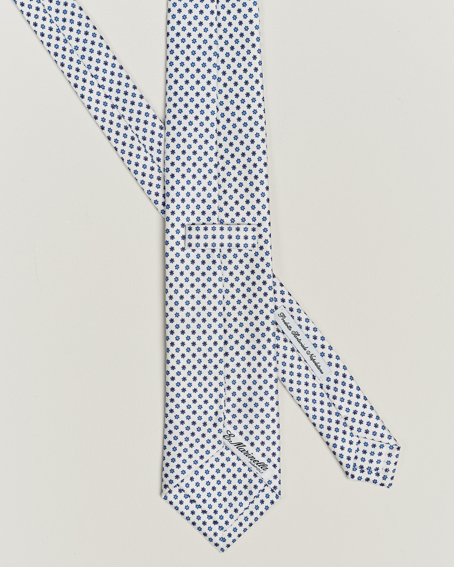 Herre | Slips | E. Marinella | 3-Fold Printed Silk Tie White