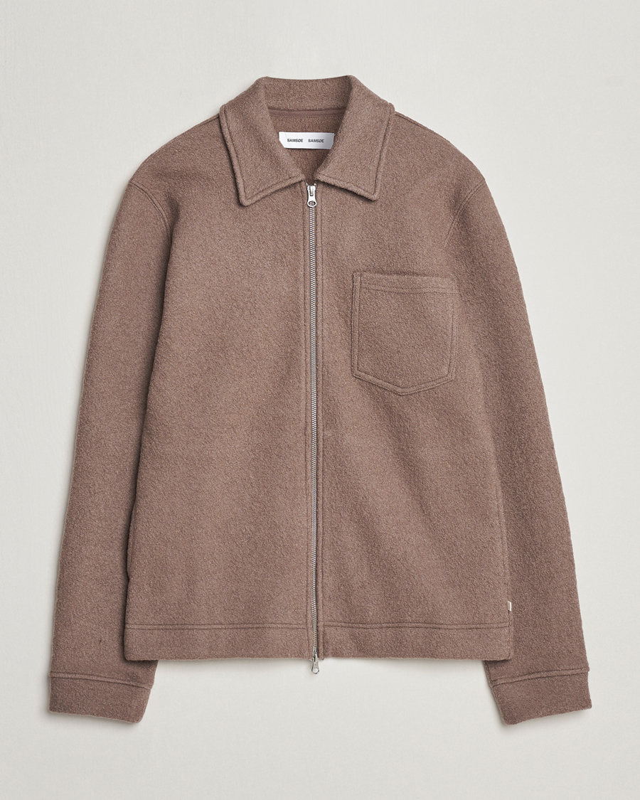 Herre | Gensere | Samsøe Samsøe | Hannes Boiled Wool Full Zip Fallen Rock