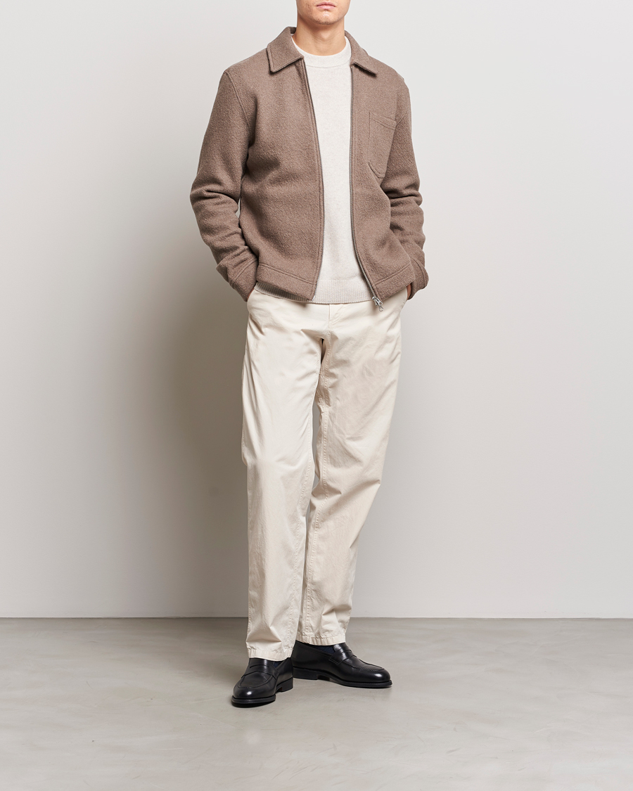 Herre | Gensere | Samsøe Samsøe | Hannes Boiled Wool Full Zip Fallen Rock