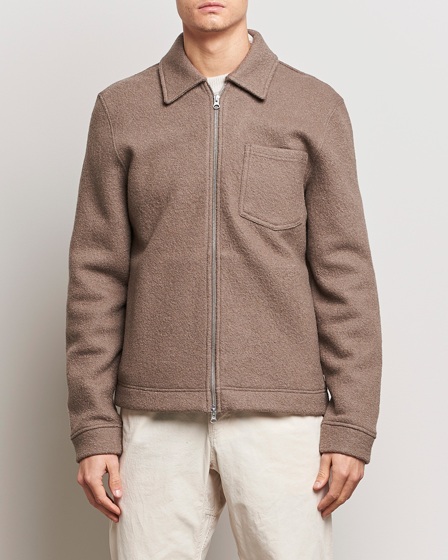 Herre | Contemporary Creators | Samsøe Samsøe | Hannes Boiled Wool Full Zip Fallen Rock