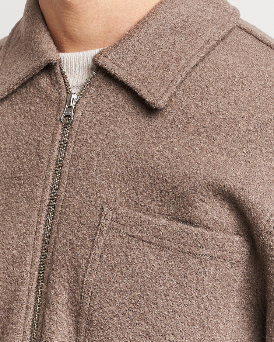 Herre | Gensere | Samsøe Samsøe | Hannes Boiled Wool Full Zip Fallen Rock
