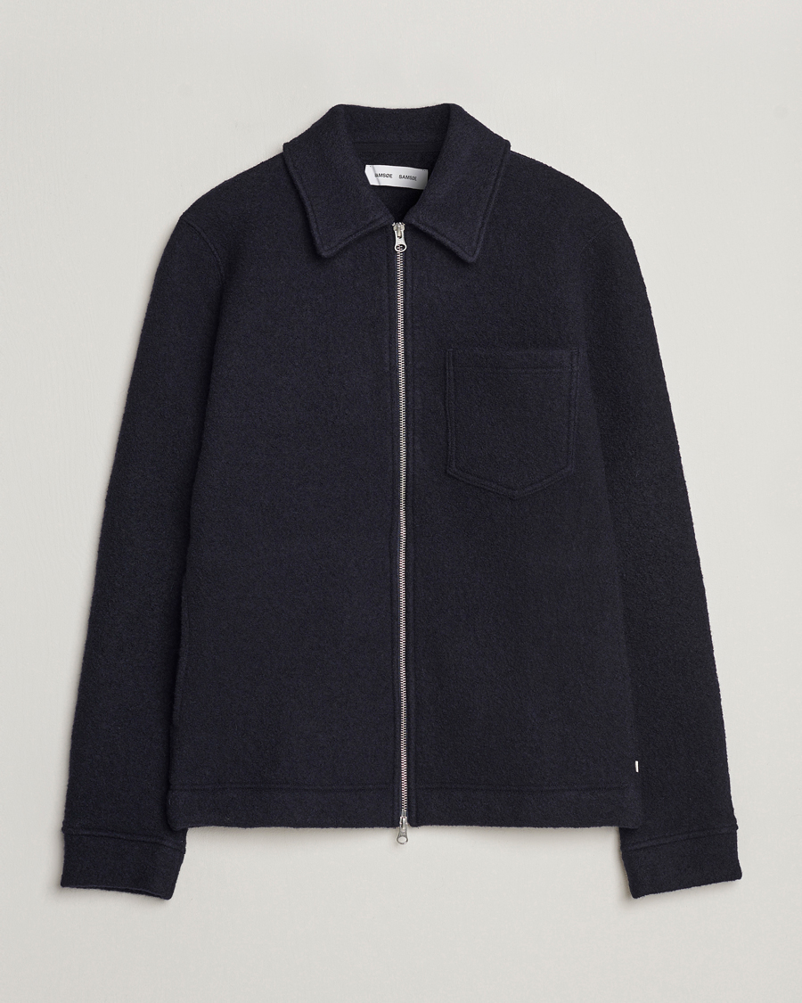 Herre | Gensere | Samsøe Samsøe | Hannes Boiled Wool Full Zip Salute Navy