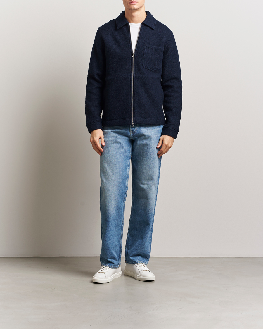 Herre | Gensere | Samsøe Samsøe | Hannes Boiled Wool Full Zip Salute Navy