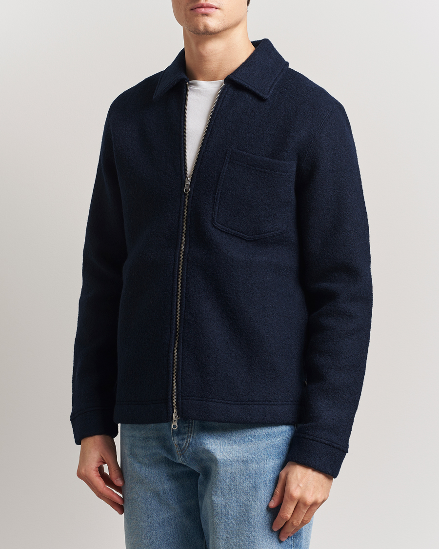 Herre | Gensere | Samsøe Samsøe | Hannes Boiled Wool Full Zip Salute Navy