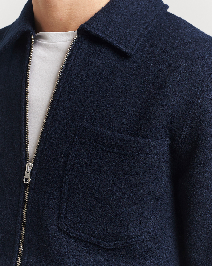 Herre | Gensere | Samsøe Samsøe | Hannes Boiled Wool Full Zip Salute Navy