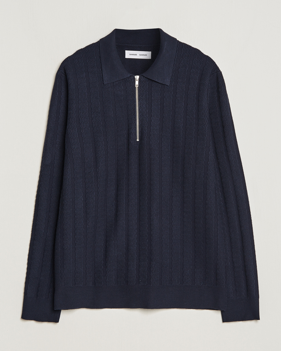 Herre | Gensere | Samsøe Samsøe | Gabriel Structured Knitted Half Zip Salute Navy