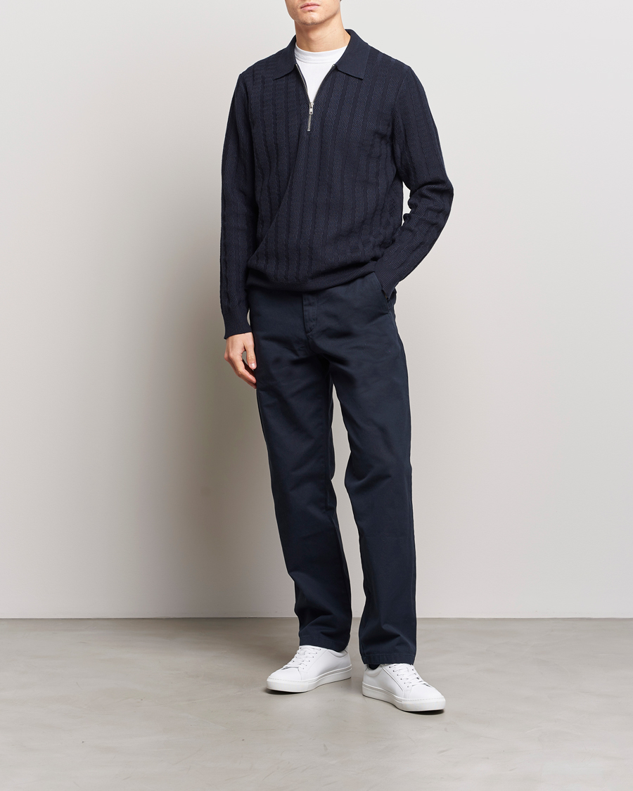Herre | Gensere | Samsøe Samsøe | Gabriel Structured Knitted Half Zip Salute Navy
