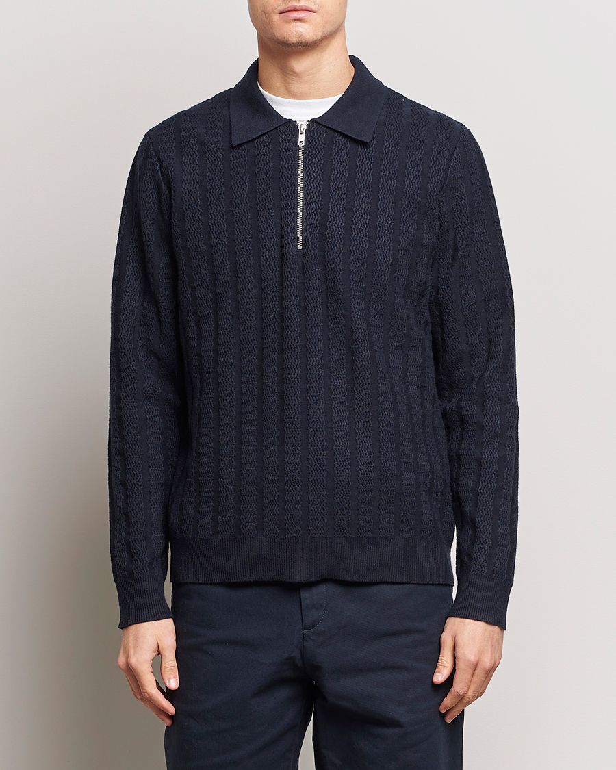 Herre |  | Samsøe & Samsøe | Gabriel Structured Knitted Half Zip Salute Navy