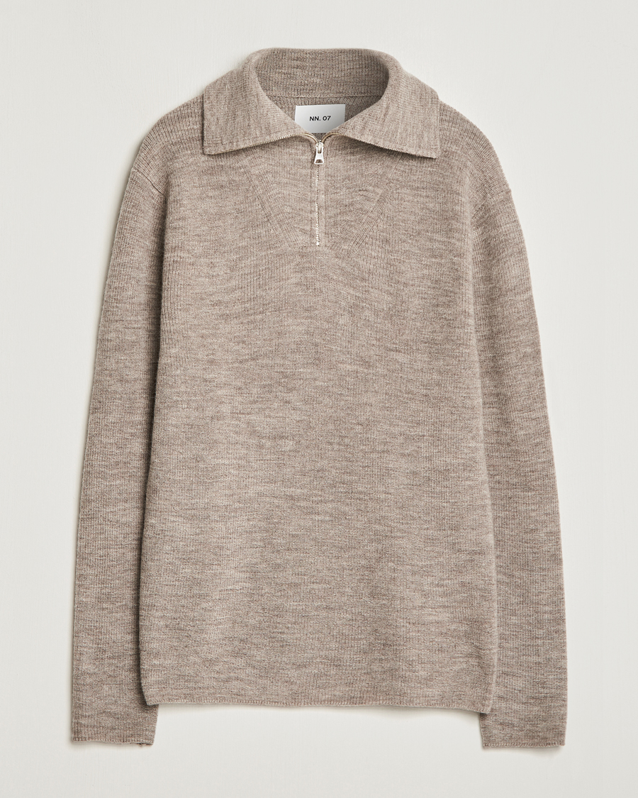 Herre | Gensere | NN07 | Carl Rib Knitted Half Zip Nature Melange