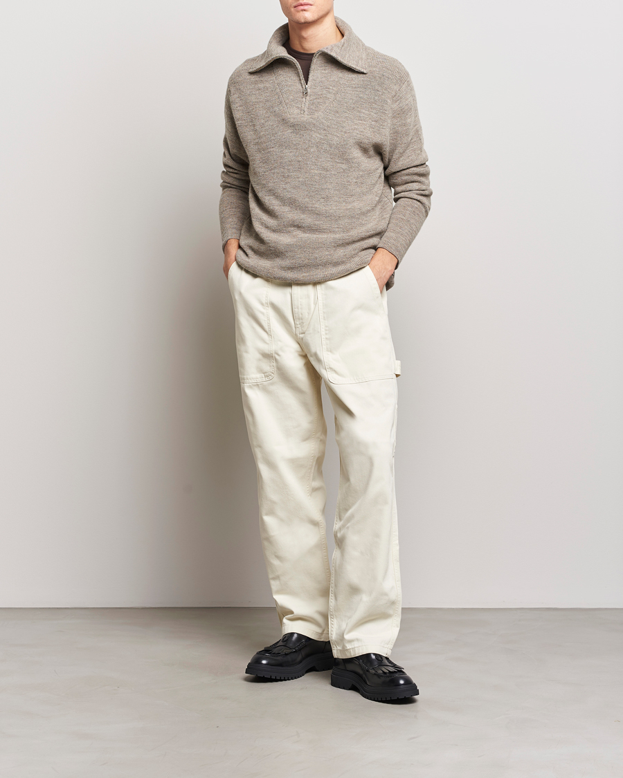 Herre | Gensere | NN07 | Carl Rib Knitted Half Zip Nature Melange