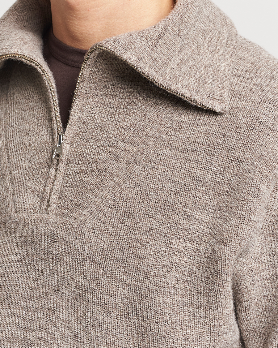 Herre | Gensere | NN07 | Carl Rib Knitted Half Zip Nature Melange