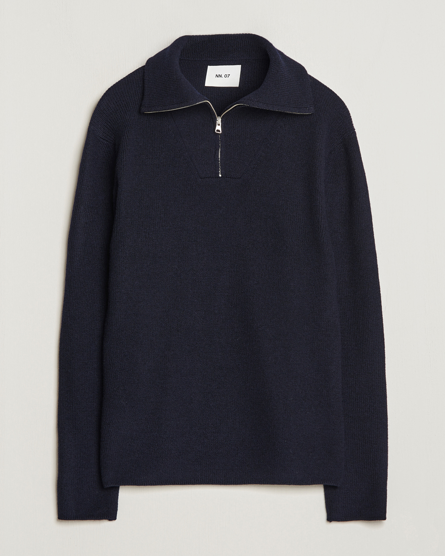 Herre | Gensere | NN07 | Carl Rib Knitted Half Zip Navy Blue