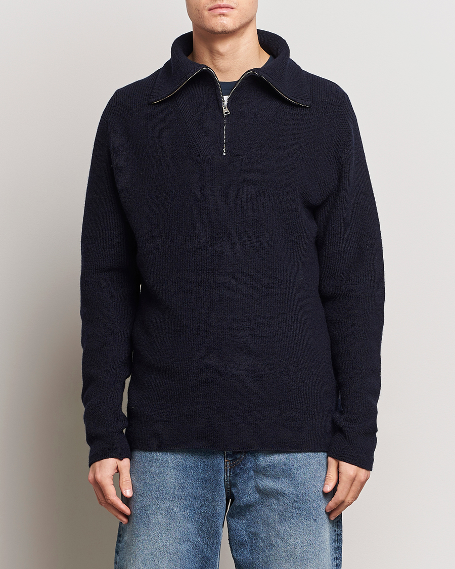 Herre | 30% salg | NN07 | Carl Rib Knitted Half Zip Navy Blue