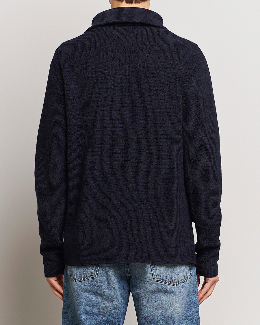 Herre | Gensere | NN07 | Carl Rib Knitted Half Zip Navy Blue