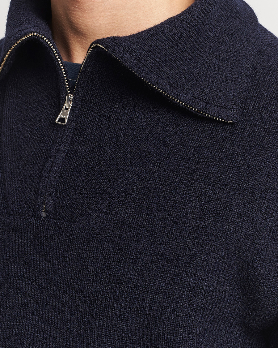 Herre | Gensere | NN07 | Carl Rib Knitted Half Zip Navy Blue
