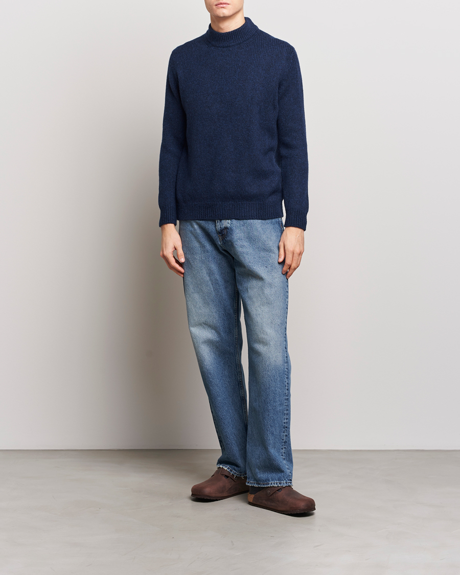 Herre | Gensere | NN07 | Nick Mock Neck Sweater Navy Blue