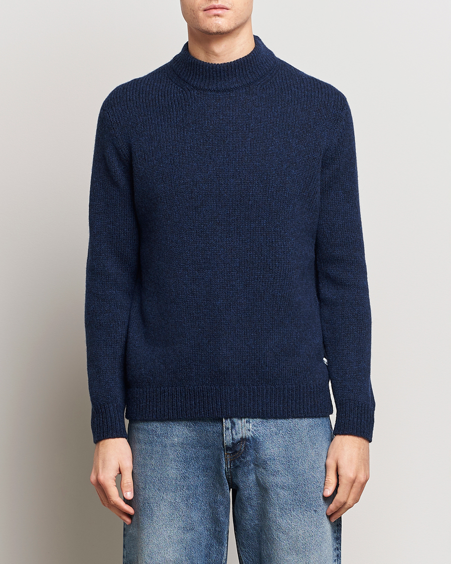 Herre | Strikkede gensere | NN07 | Nick Mock Neck Sweater Navy Blue