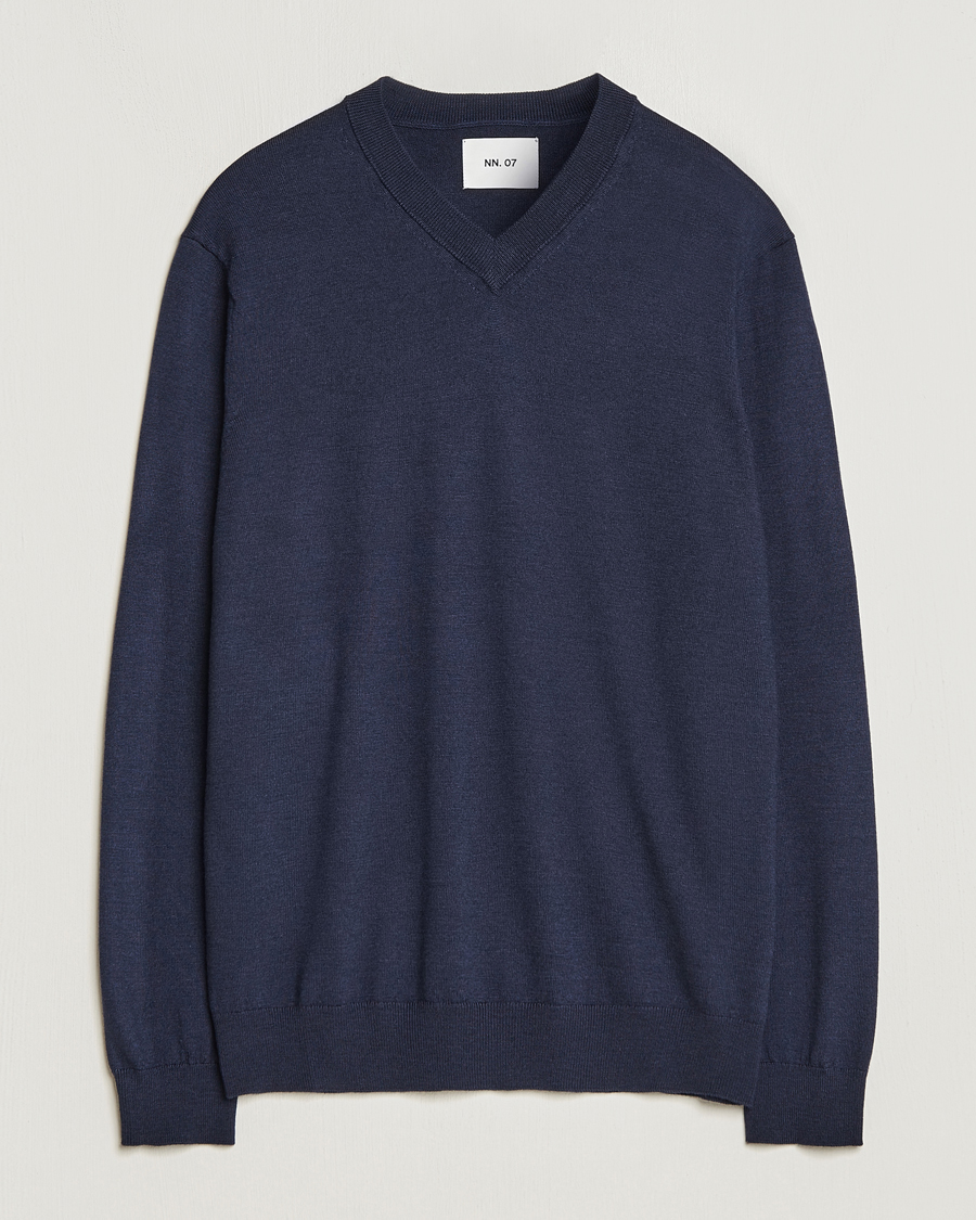Herre | Gensere | NN07 | Sergio V-Neck Pullover Navy Melange