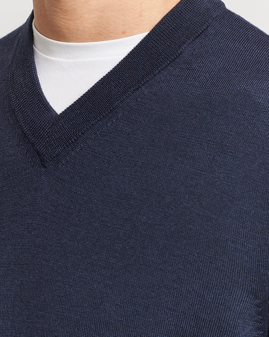 Herre | Gensere | NN07 | Sergio V-Neck Pullover Navy Melange