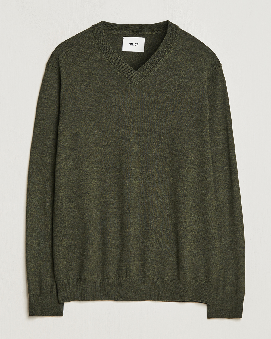 Herre | Gensere | NN07 | Sergio V-Neck Pullover Dark Green