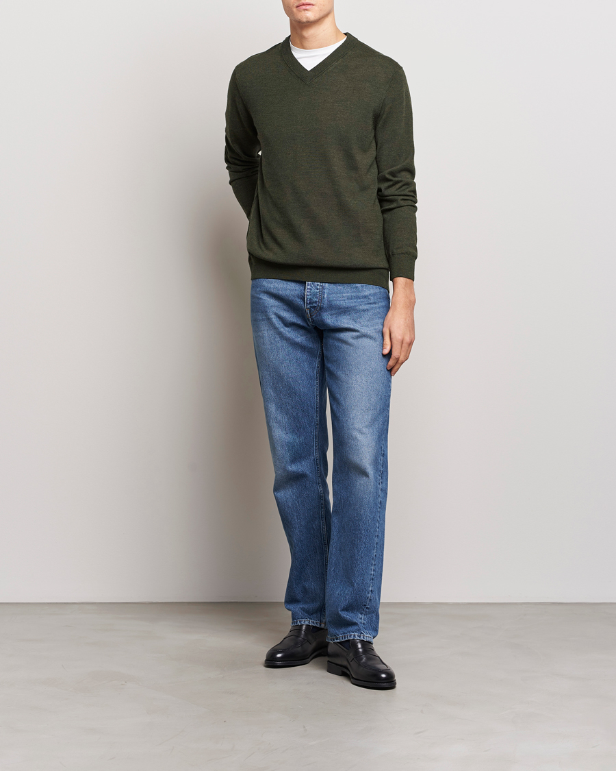 Herre | Gensere | NN07 | Sergio V-Neck Pullover Dark Green