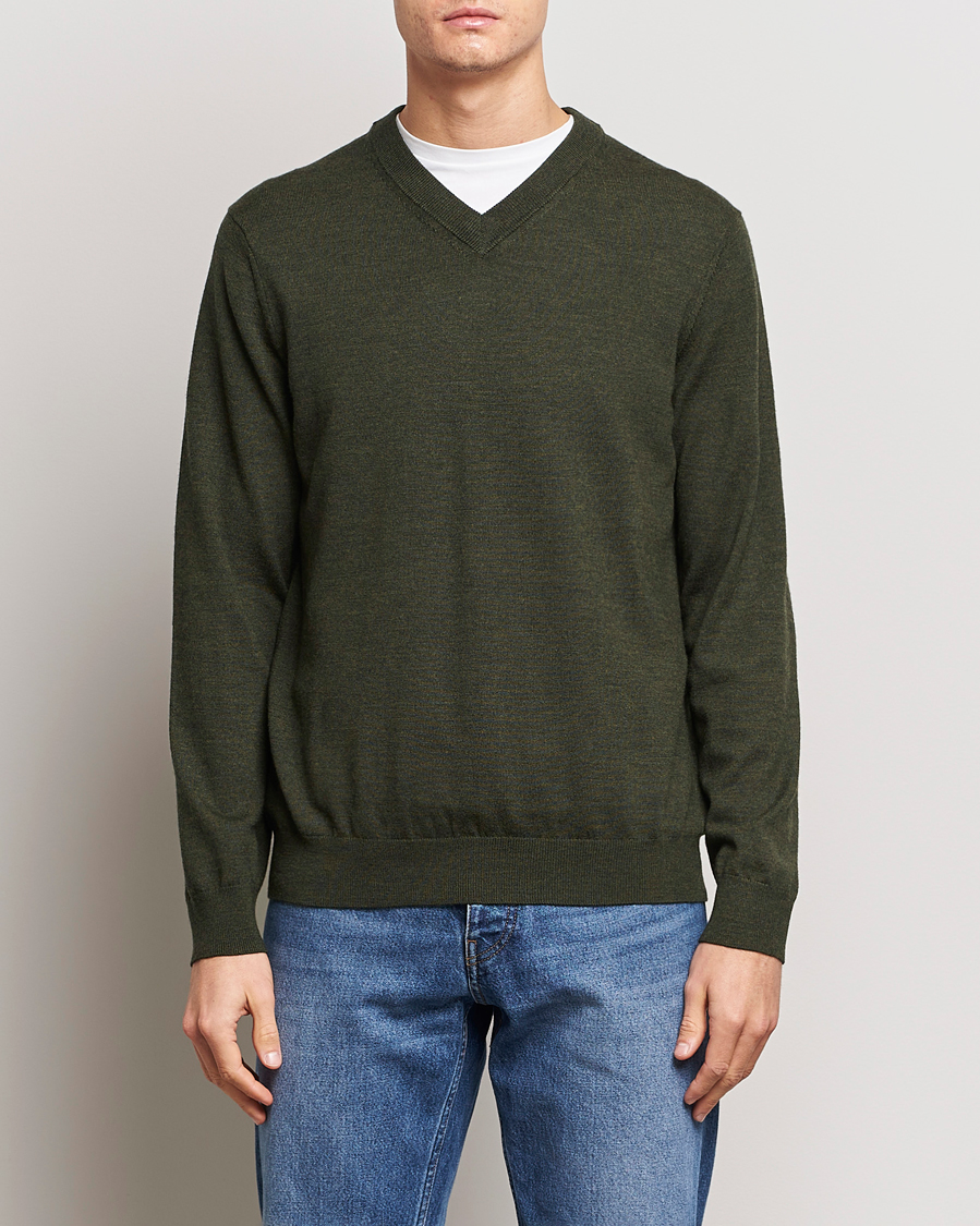 Herre | Pullovers v-hals | NN07 | Sergio V-Neck Pullover Dark Green