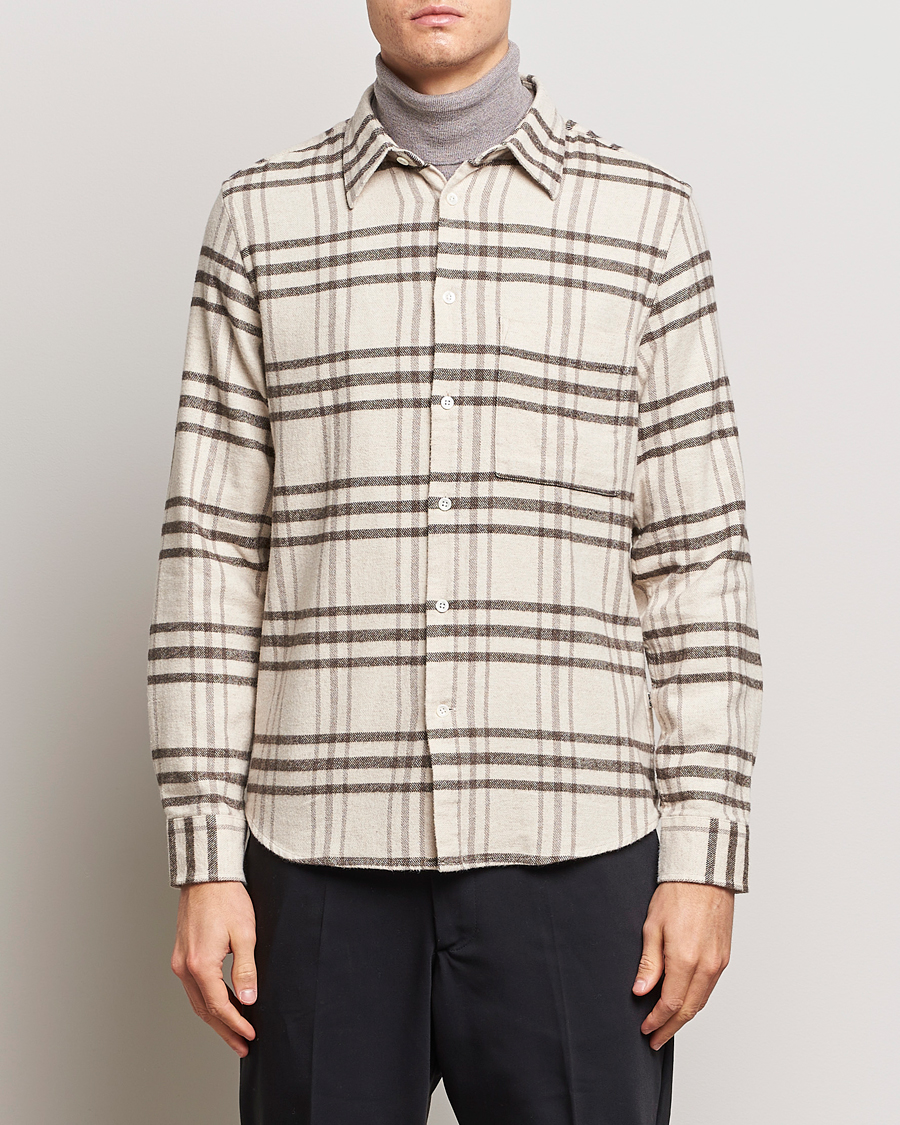 Herre | 30% salg | NN07 | Arne Checked Cotton Shirt Creme