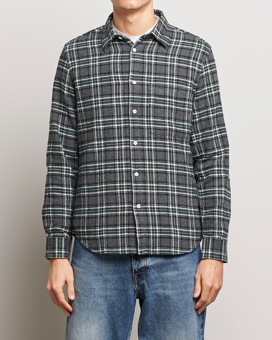 Herre |  | NN07 | Arne Checked Cotton Shirt Dark Grey