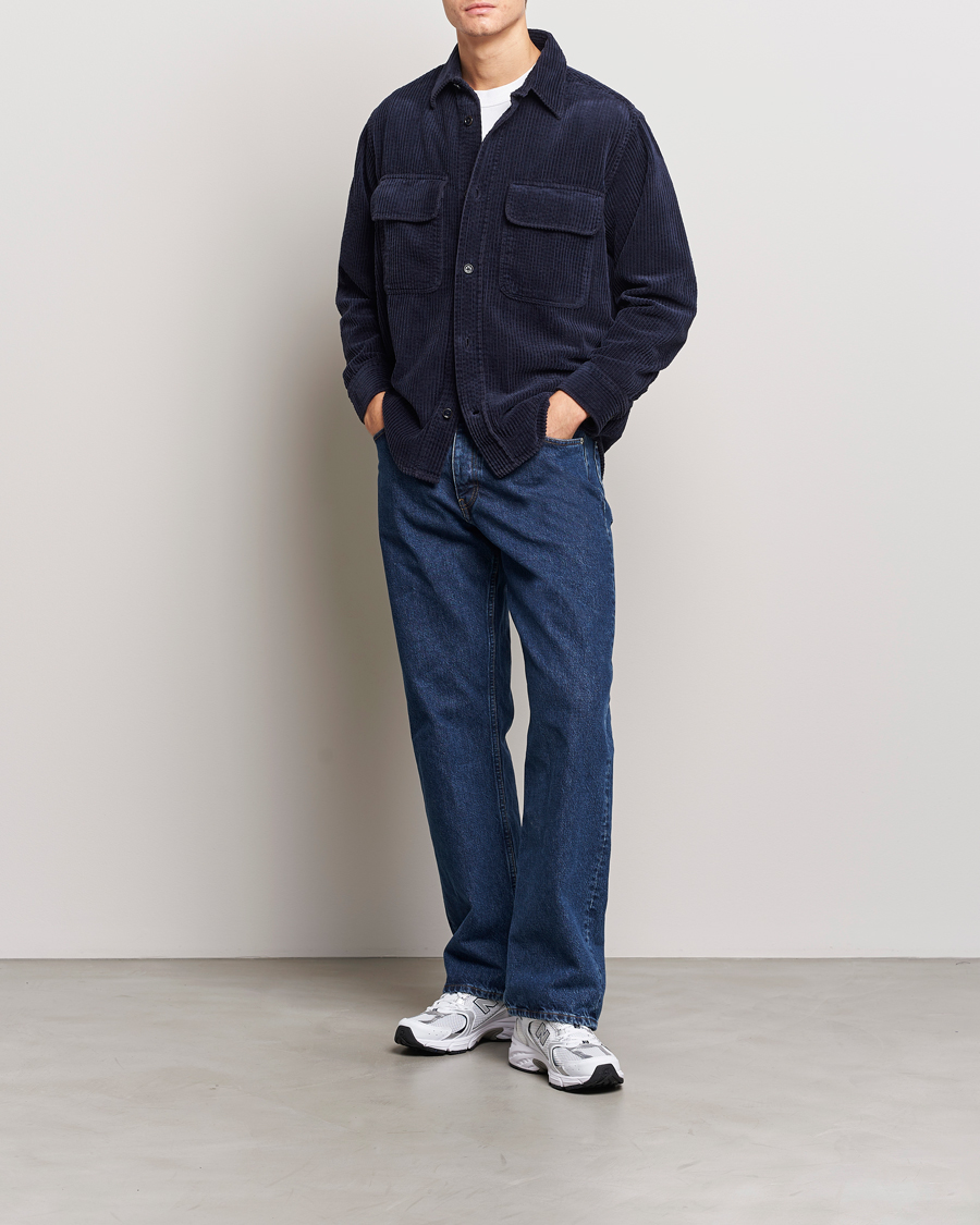 Herre | Skjorter | NN07 | Folmer Corduroy Shirt Navy Blue