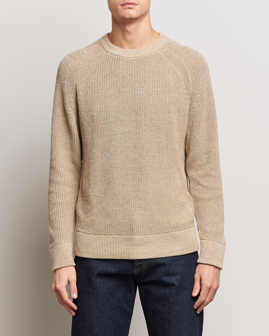 Herr | Stickade tröjor | NN07 | Jacobo Cotton Crewneck Sweater Desert Khaki