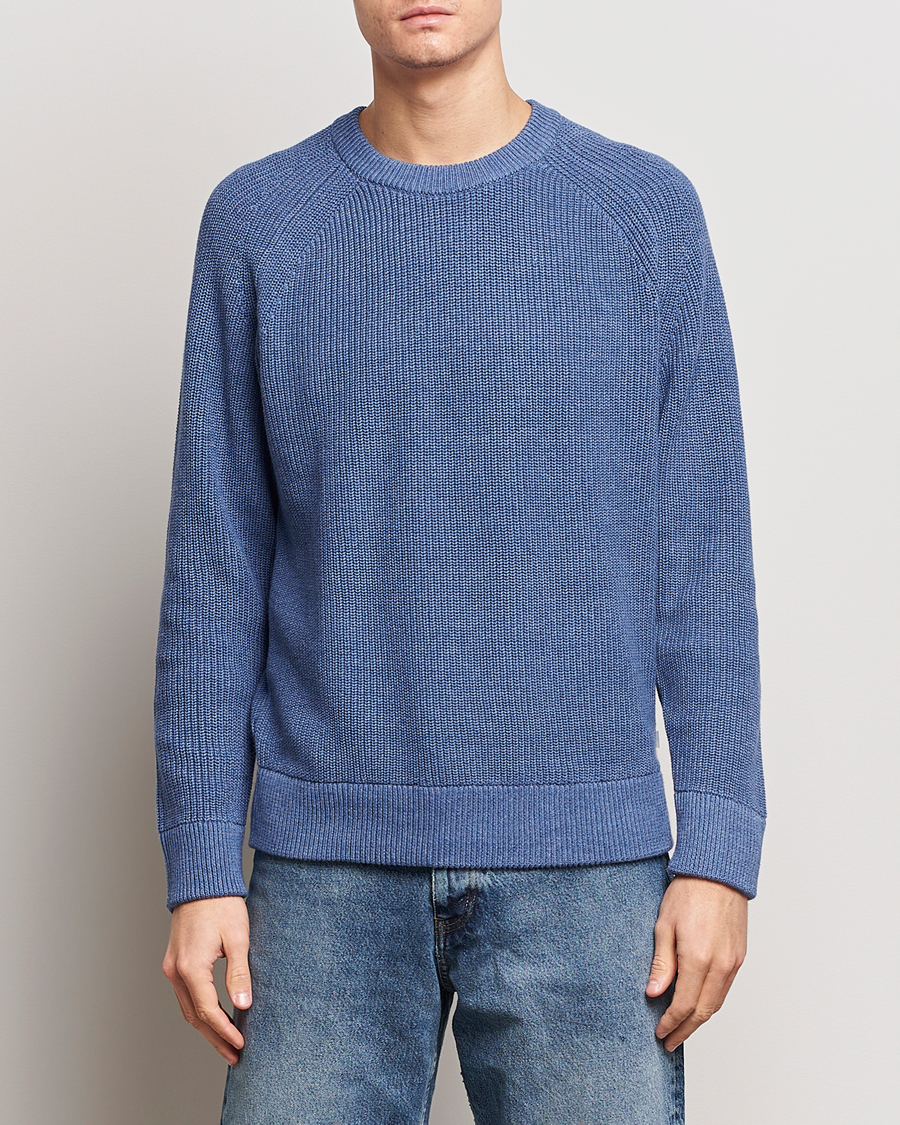 Herre | Strikkede gensere | NN07 | Jacobo Cotton Crewneck Sweater Gray Blue