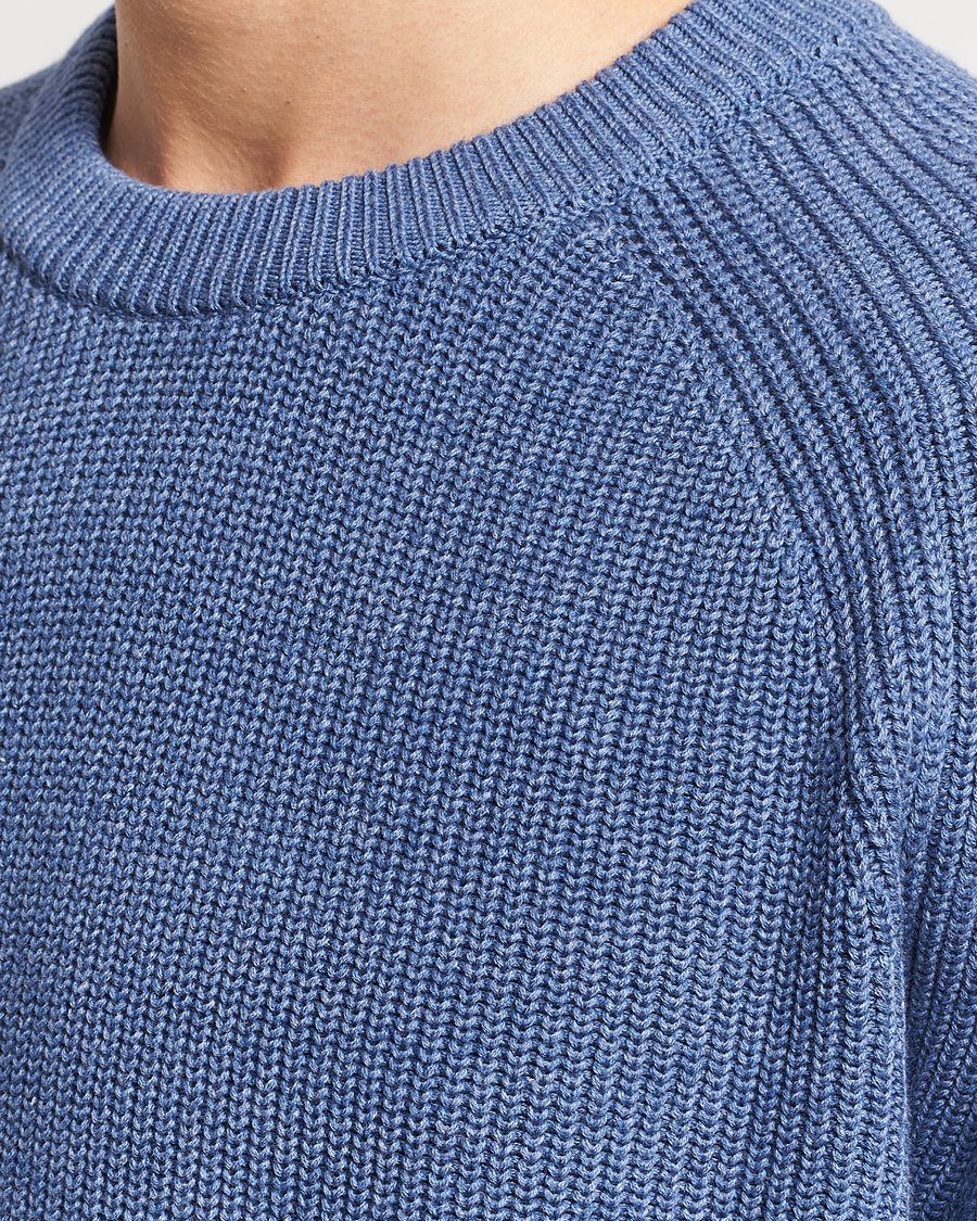 Herre | Gensere | NN07 | Jacobo Cotton Knitted Crew Neck Grey Blue